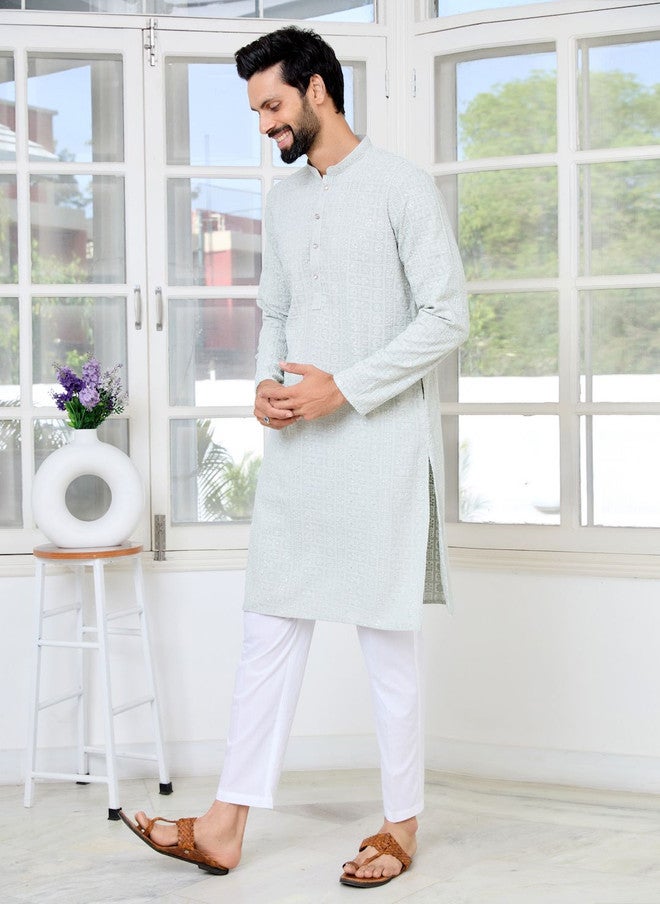 see designs Embroidered Thread Work Kurta for Men - Image 1