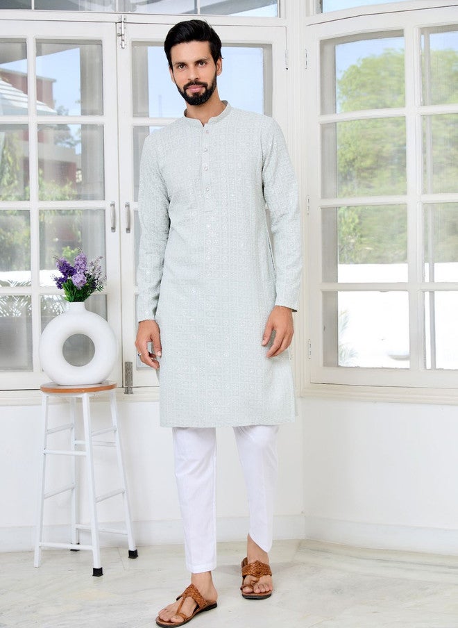 see designs Embroidered Thread Work Kurta for Men - Image 2