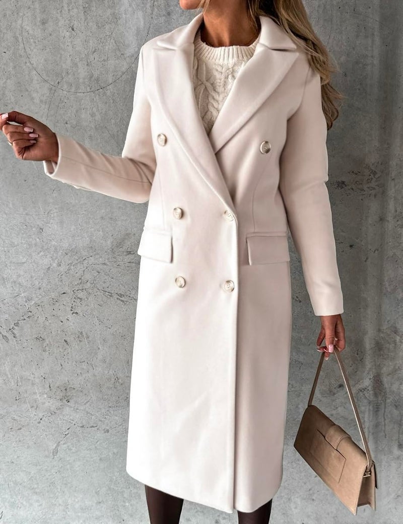 IDEALSANXUN Wool Coats for Women Peacoat Womens Coat Long Ladies Cute Dress Coat Jackets Overcoat Winter Clothes Outfits 2026, Beige, M - Image 2