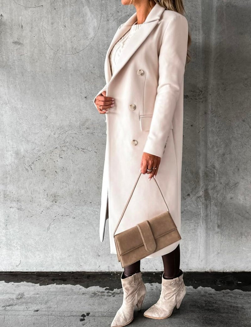 IDEALSANXUN Wool Coats for Women Peacoat Womens Coat Long Ladies Cute Dress Coat Jackets Overcoat Winter Clothes Outfits 2026, Beige, M - Image 3