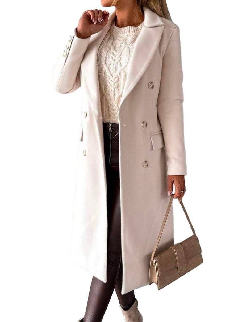 IDEALSANXUN Wool Coats for Women Peacoat Womens Coat Long Ladies Cute Dress Coat Jackets Overcoat Winter Clothes Outfits 2026, Beige, M - Image 1