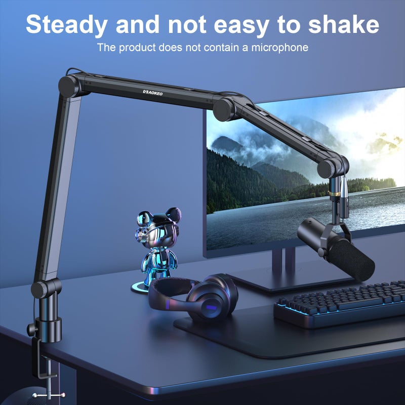Aokeo Microphone Arm,Aokeo AK-49 Adjustable Compact Mic Suspension Boom Scissor Arm Stand For Blue Yeti,Snowball iCE, HyperX QuadCast,SoloCast,Elgato Wave,Etc - Image 3