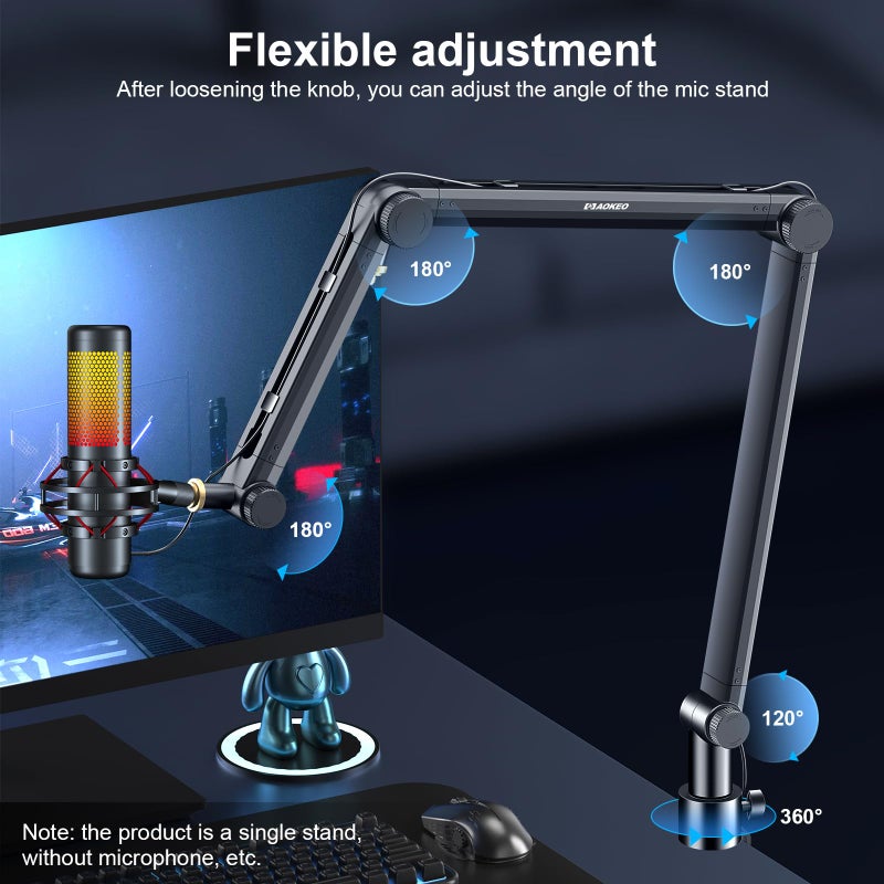 Aokeo Microphone Arm,Aokeo AK-49 Adjustable Compact Mic Suspension Boom Scissor Arm Stand For Blue Yeti,Snowball iCE, HyperX QuadCast,SoloCast,Elgato Wave,Etc - Image 2