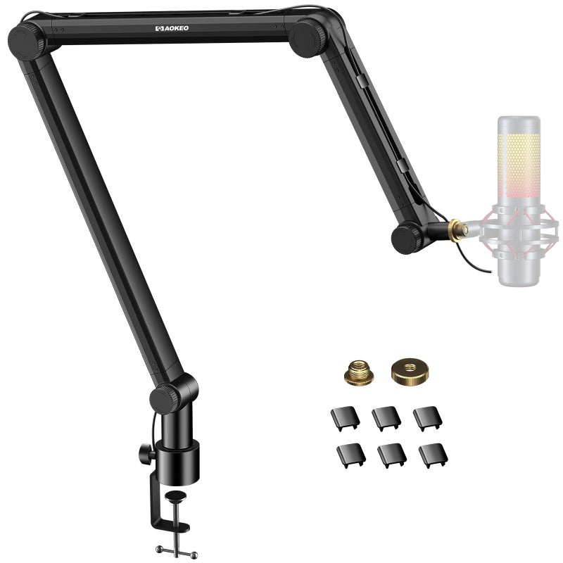 Aokeo Microphone Arm,Aokeo AK-49 Adjustable Compact Mic Suspension Boom Scissor Arm Stand For Blue Yeti,Snowball iCE, HyperX QuadCast,SoloCast,Elgato Wave,Etc - Image 1