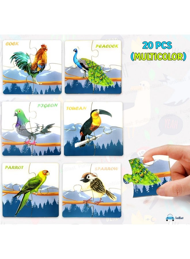 FunBlast Birds Jigsaw Puzzles for Kids, Wooden Paperless Jigsaw Puzzles for Kids - 20 Pcs (Multicolor) - Image 2