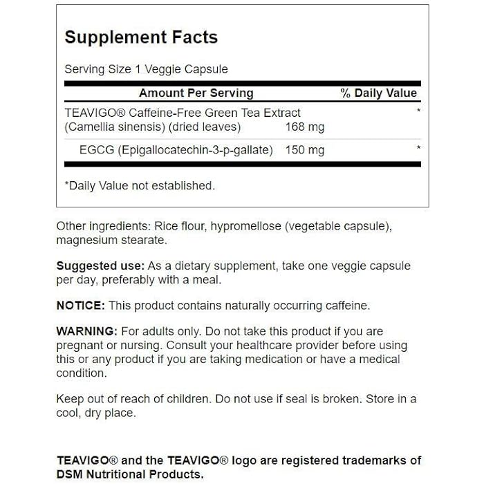 Swanson TEAVIGO GRN Tea 150MG EGCG 30VEG Cap - Image 2