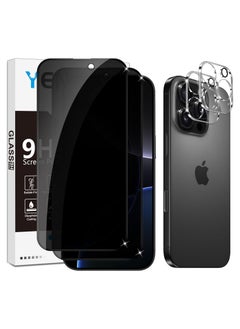 FARROBIZZ Matte Privacy Screen Protector for iPhone 16 Pro for Tempered Glass, Pack of 2 Matte Privacy Screen and 2 Pieces Camera Protection, 9H Hardness Privacy Screen Protector Film Anti Spy Privacy  - Image 1