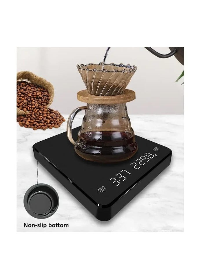 Liying Digital Coffee Scale with Timer, Rechargeable Coffee Scale for Pour Over and Drip Coffee, 3kg/0.1g Digital Espresso Scale with Tare Function