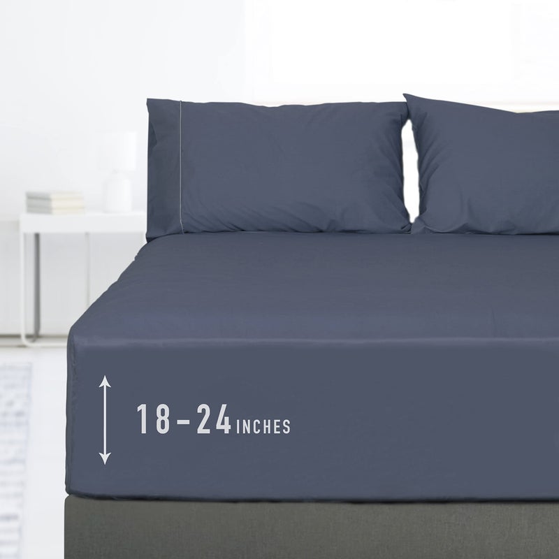 sunflower Extra Deep Pocket Queen Sheet Sets Fits 1824 in Deep Mattress 100 Cotton Queen Sheet Set Blue Indigo Hotel Luxury Soft Breathable Sheet Sets for Queen Bed Deep Pocket