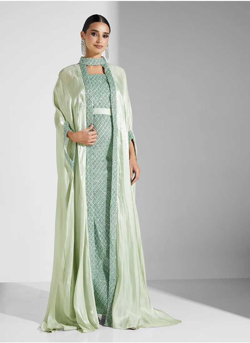 جولدن ابل NET SEQUIN WITH SHIMMER 2PCS SET DRESS