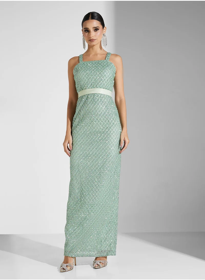 جولدن ابل NET SEQUIN WITH SHIMMER 2PCS SET DRESS