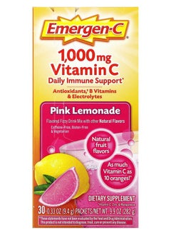Emergen-C Vitamin C Pink Lemonade 1000 mg 30 Packets 0.33 oz (9.4 g) Each 