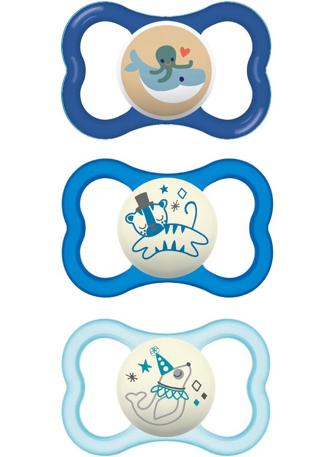 MAM Air Night & Day Baby Pacifier, For Sensitive Skin, Glows in the Dark, 3 Pack, 6-16 Months - Image 1
