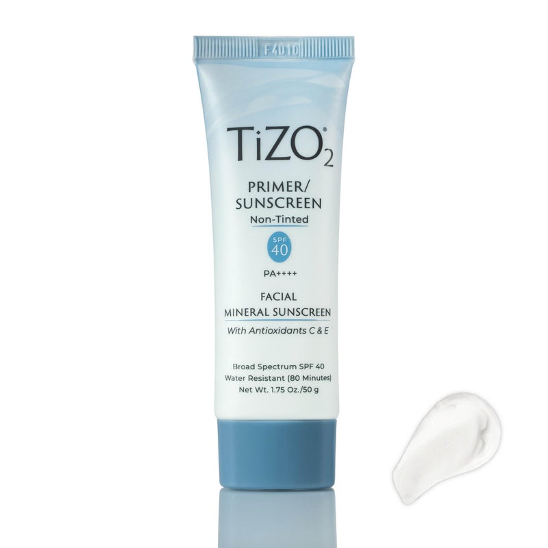 TiZO2 Facial Mineral Sunscreen and Primer, Non-tinted Broad Spectrum SPF 40 with Antioxidants, Sheer matte finish, Fragrance-Free, Oil-Free, Dermatologist-recommended, PA++++ 1.75 oz - Image 1
