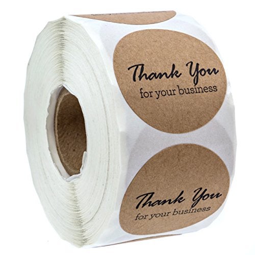 SBlabels Brown Kraft Script Thank You for Your Business Stickers / 500 Crafter Packaging Gratitude Labels Roll/Small Business Appreciation Decals / 1.5" Round Appreciation Label/Made in The USA - Image 1