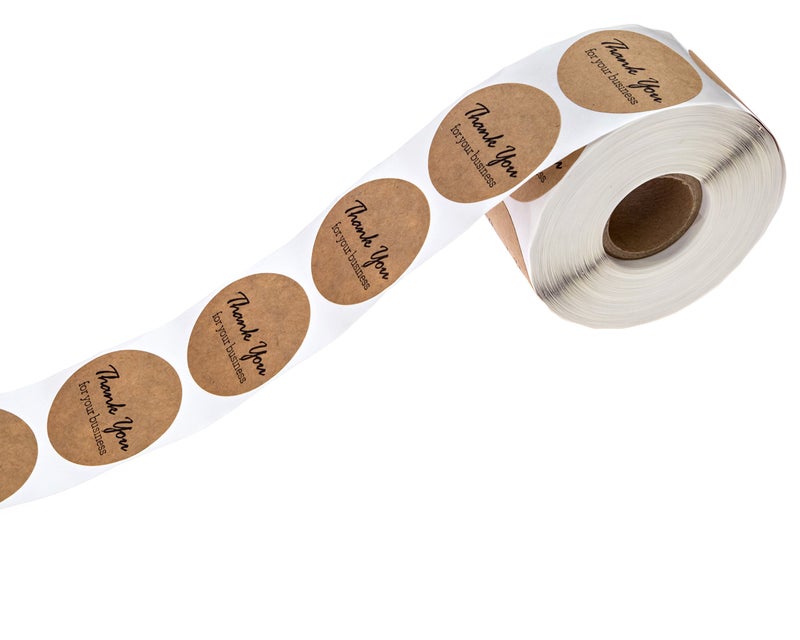 SBlabels Brown Kraft Script Thank You for Your Business Stickers / 500 Crafter Packaging Gratitude Labels Roll/Small Business Appreciation Decals / 1.5" Round Appreciation Label/Made in The USA - Image 3