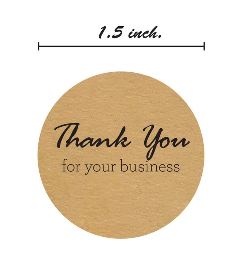 SBlabels Brown Kraft Script Thank You for Your Business Stickers / 500 Crafter Packaging Gratitude Labels Roll/Small Business Appreciation Decals / 1.5" Round Appreciation Label/Made in The USA - Image 4