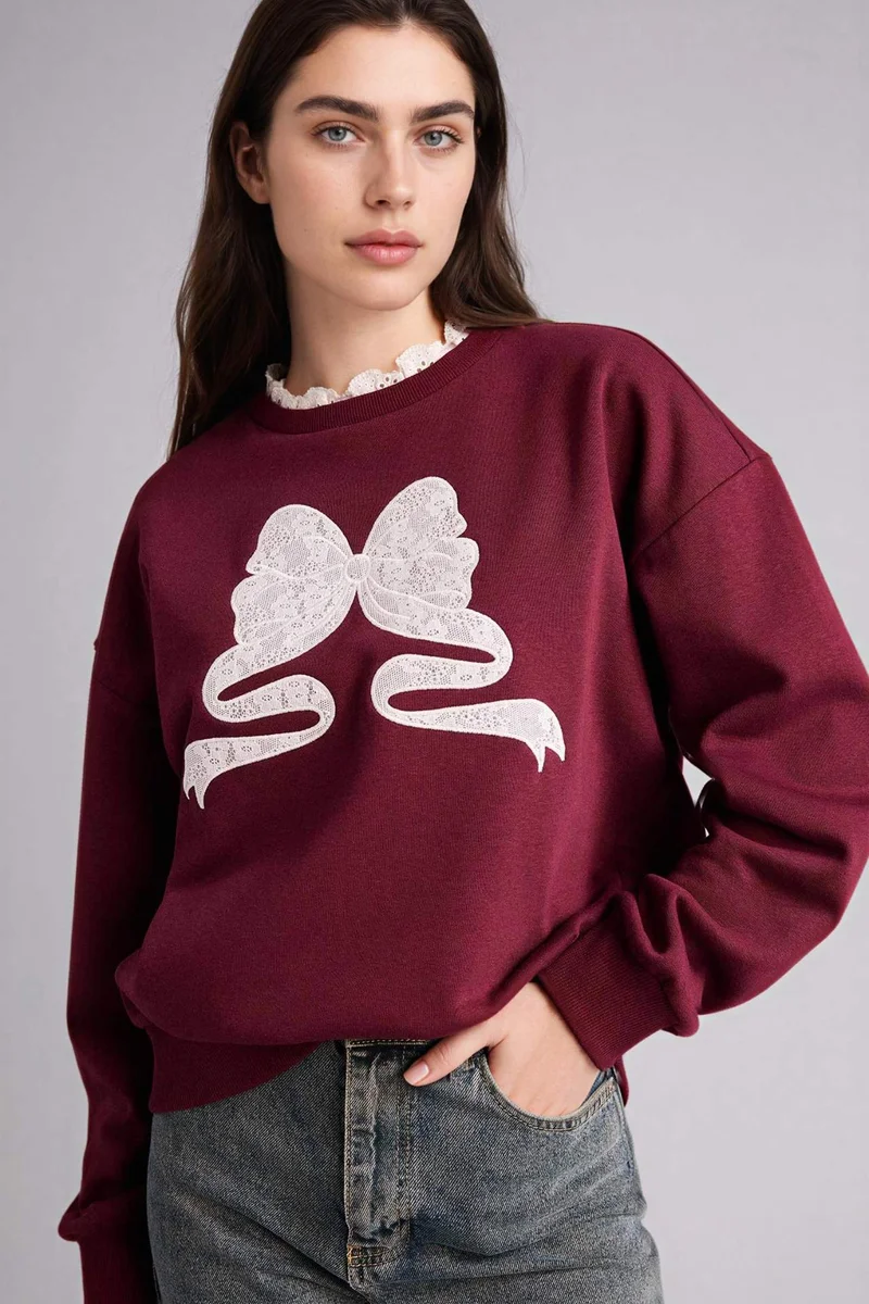 DeFacto Oversize Fit Printed Long Sleeve Sweatshirt