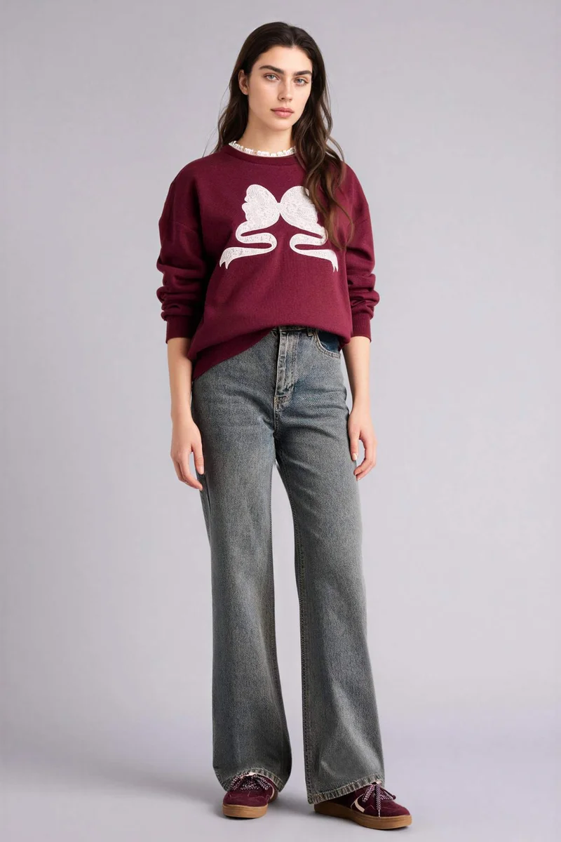 DeFacto Oversize Fit Printed Long Sleeve Sweatshirt
