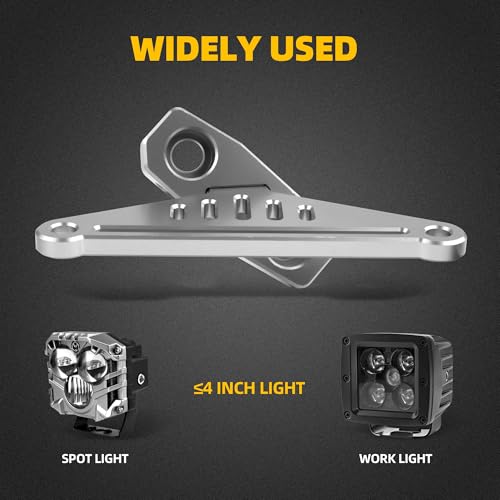 NKCELL POWER JK A-Pillar Windshield Hinge Mounting Dual Light Brackets for 2007-2017 Wrangler JK, CNC Aluminum Alloy Bracket for Truck LED Fog Light Ditch Work Driving Lights(2-PCS, Silver) - Image 3