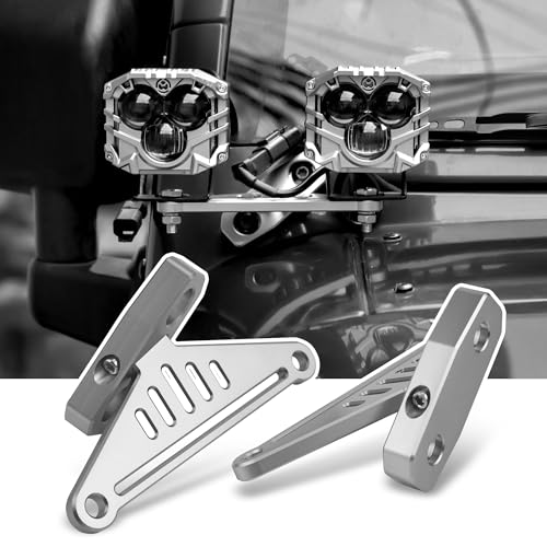 NKCELL POWER JK A-Pillar Windshield Hinge Mounting Dual Light Brackets for 2007-2017 Wrangler JK, CNC Aluminum Alloy Bracket for Truck LED Fog Light Ditch Work Driving Lights(2-PCS, Silver) - Image 1