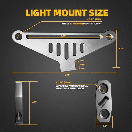 NKCELL POWER JK A-Pillar Windshield Hinge Mounting Dual Light Brackets for 2007-2017 Wrangler JK, CNC Aluminum Alloy Bracket for Truck LED Fog Light Ditch Work Driving Lights(2-PCS, Silver) - Image 4