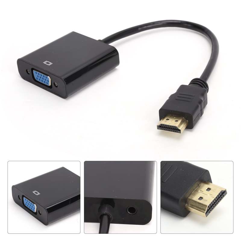 Hdmi To Vga Converter: Black 1080P Full Hd - 3.5Mm Audio Cable Plug-And-Play Display Adapter For Home Offices Classrooms Entertainment Centers - Image 3
