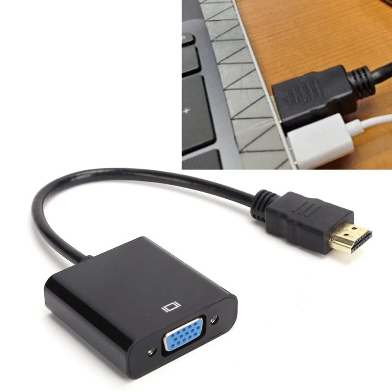 Hdmi To Vga Converter: Black 1080P Full Hd - 3.5Mm Audio Cable Plug-And-Play Display Adapter For Home Offices Classrooms Entertainment Centers - Image 4