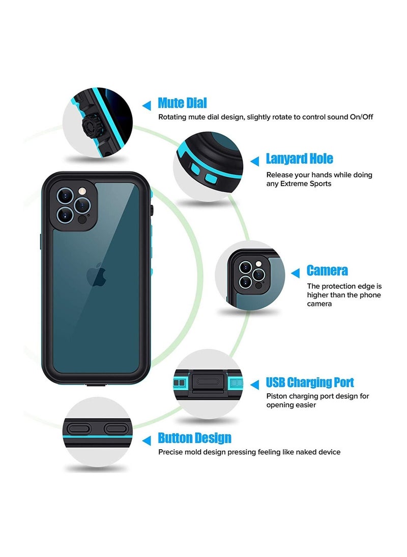 Generic - iPhone 12 Pro Case Waterproof IP68 Full Seal Underwater Cover with Built-in Screen Protector Heavy Duty Anti-Scratch Shockproof Snowproof Dustproof Waterproof Case for iPhone 12 Pro 6.1" 5G, Teal - Image 1