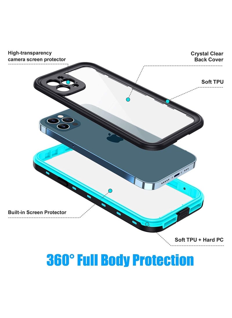 Generic - iPhone 12 Pro Case Waterproof IP68 Full Seal Underwater Cover with Built-in Screen Protector Heavy Duty Anti-Scratch Shockproof Snowproof Dustproof Waterproof Case for iPhone 12 Pro 6.1" 5G, Teal - Image 1