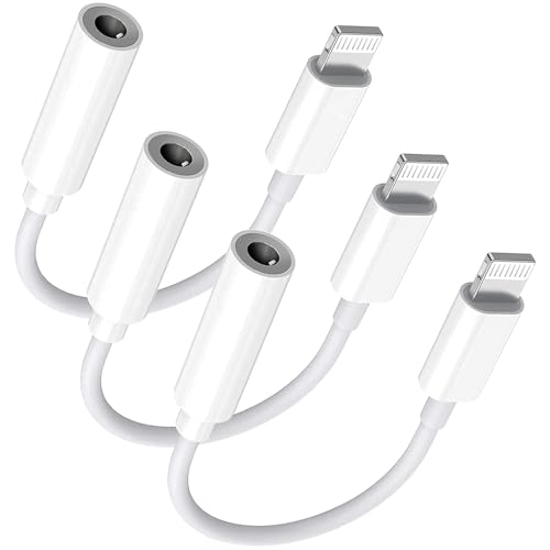 esbeecables Lightning to 3.5 mm Headphone Jack Adapter, [Apple MFi Certified] 3 Pack iPhone 3.5mm Headphones/Earphones Aux Audio Dongle Adapter Compatible for 14 13 12 11 XS XR X 8 7, Support All iOS - Image 1