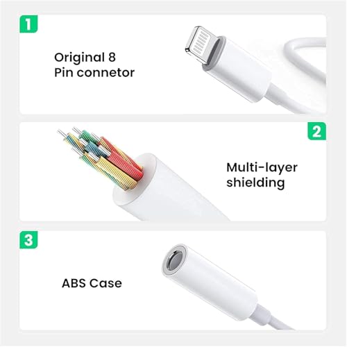 esbeecables Lightning to 3.5 mm Headphone Jack Adapter, [Apple MFi Certified] 3 Pack iPhone 3.5mm Headphones/Earphones Aux Audio Dongle Adapter Compatible for 14 13 12 11 XS XR X 8 7, Support All iOS - Image 3