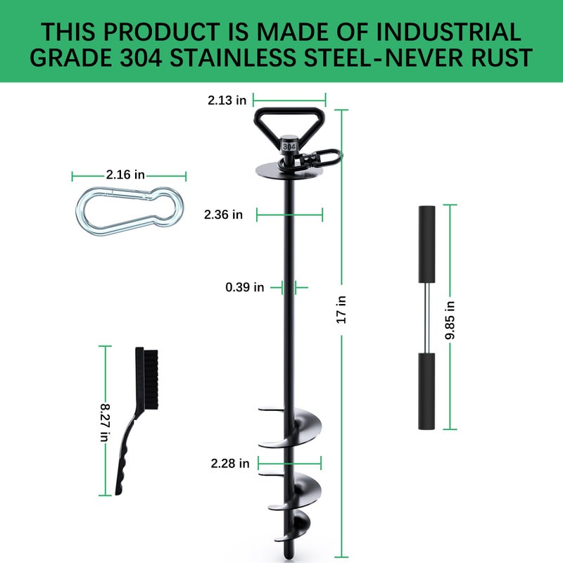 TOMBABY Heavy Duty Dog Tie Out Stake 304 Stainless Steel Dog Runner, Ground Anchor with 360Â° Swivel & Anti-Tangle,Use Any for to 210LBS Dogs- Dog Stakes for Outside Camping, Suitable for Any Dog Cable - Image 5