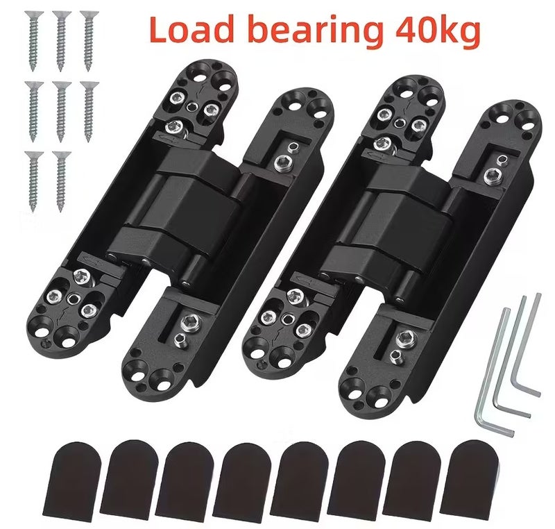 MHE Heavy-Duty Concealed Hinges – Hidden Door Hinges for Wooden & Flush Doors, Matt Black Finish, 6 Inch (150mm) Pack of 2 - Image 1