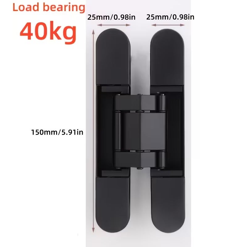 MHE Heavy-Duty Concealed Hinges – Hidden Door Hinges for Wooden & Flush Doors, Matt Black Finish, 6 Inch (150mm) Pack of 2 - Image 2