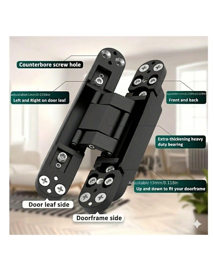 MHE Heavy-Duty Concealed Hinges – Hidden Door Hinges for Wooden & Flush Doors, Matt Black Finish, 6 Inch (150mm) Pack of 2 - Image 4