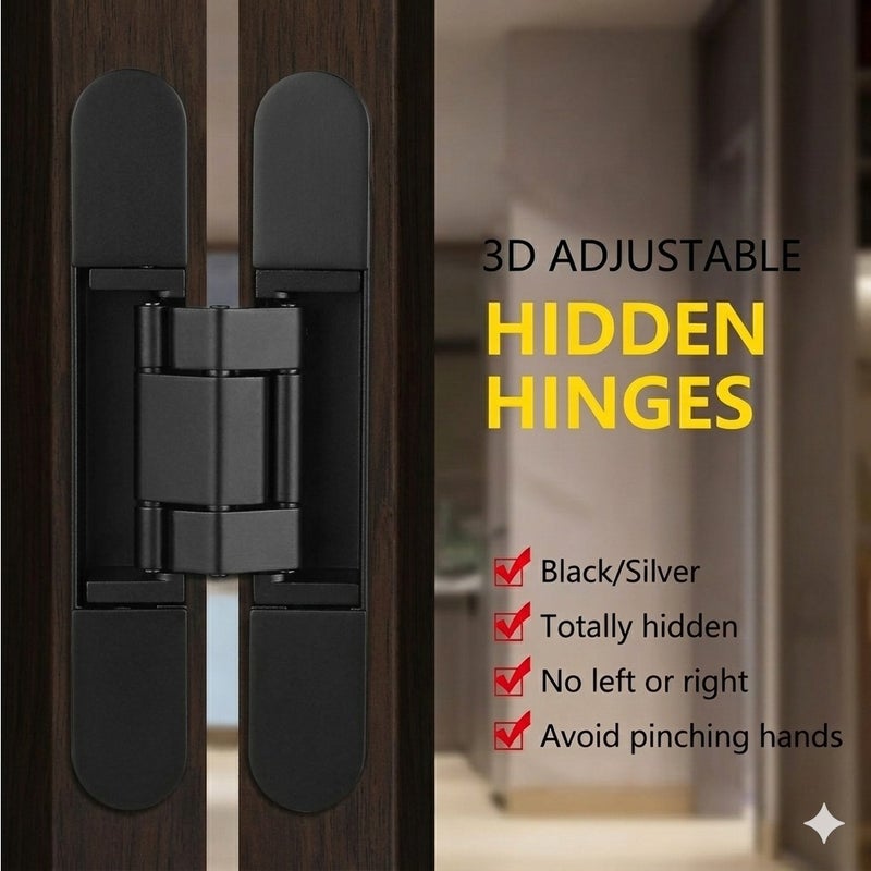 MHE Heavy-Duty Concealed Hinges – Hidden Door Hinges for Wooden & Flush Doors, Matt Black Finish, 6 Inch (150mm) Pack of 2 - Image 5