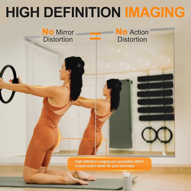 Delma Home Gym Mirror - 48''x24'' Frameless Wall Mirror (2PCS) for Yoga, Home Gym, Garage, Bedroom, Bathroom - Image 2