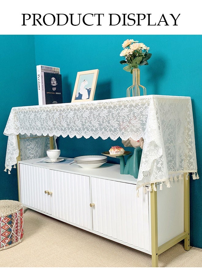 DUNISO مفرش طاولة دانتيل، غطاء خزانة التلفاز، مفرش طاولة قهوة مستطيل مضاد للغبار، مفرش طاولة دانتيل مع خيوط، غطاء طاولة جانبية منزلية، مقاوم للاهتراء ومقاوم للحرارة، يستخدم للحفلات، المطبخ، غرفة الطعام وزينة الزفاف، 60 * 180 سم - Image 5