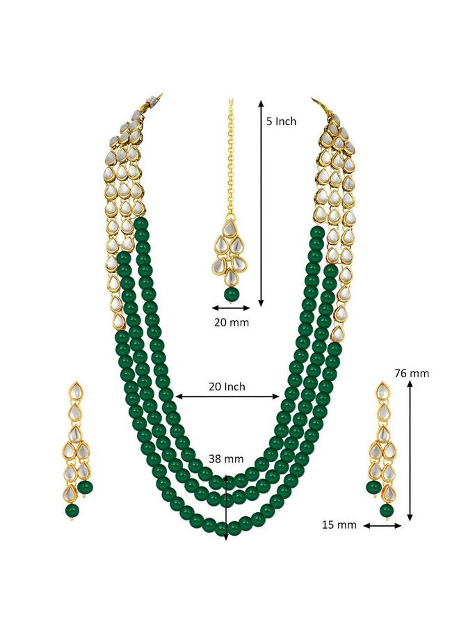 Aheli - Classy Bollywood Party Wedding Kundan And Maroon Colour Beads Necklace Earrings With Maang Tikka Set Indian Traditional Ethnic Fashion Jewelry For Women - Image 1