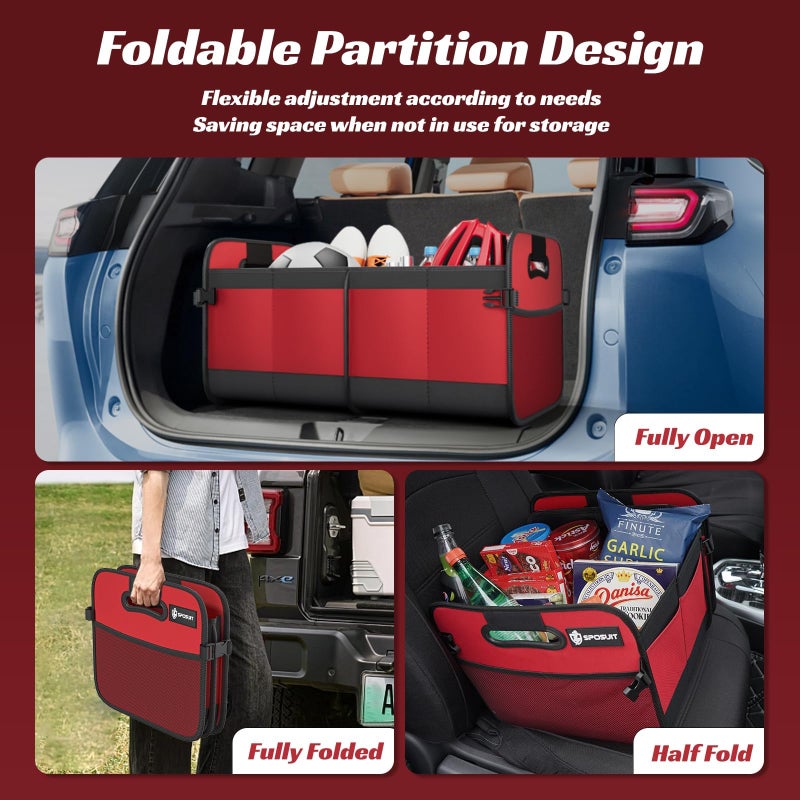 Sposuit Trunk Organizer for Car - 70L Collapsible Car Storage with 11 Pockets & Reinforced Handles, SUV Trunk Organizers for Grocery Cargo - Image 4