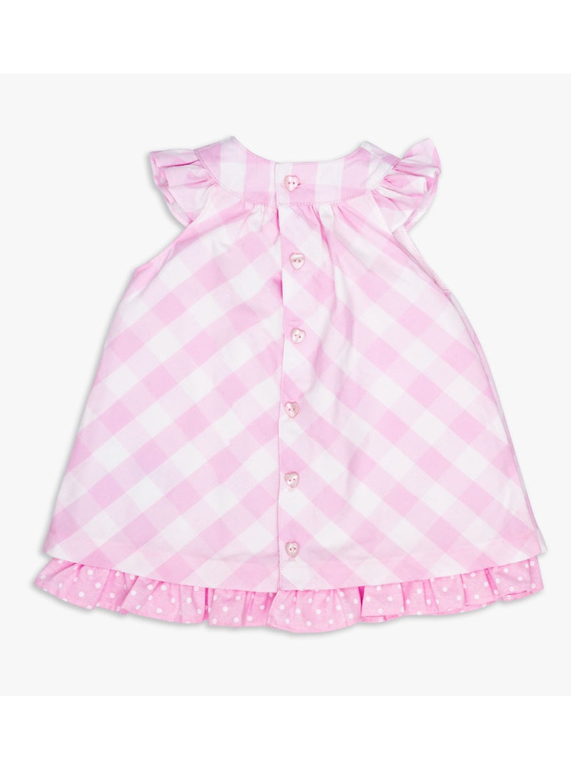 MOON 100% Cotton Dress With Headband 3-6MPink - Pink Gingham - Image 2
