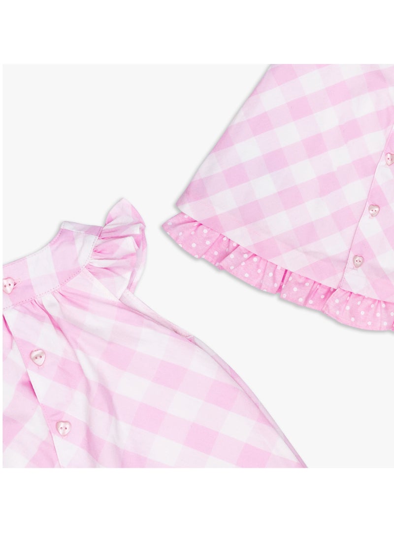 MOON 100% Cotton Dress With Headband 3-6MPink - Pink Gingham - Image 3