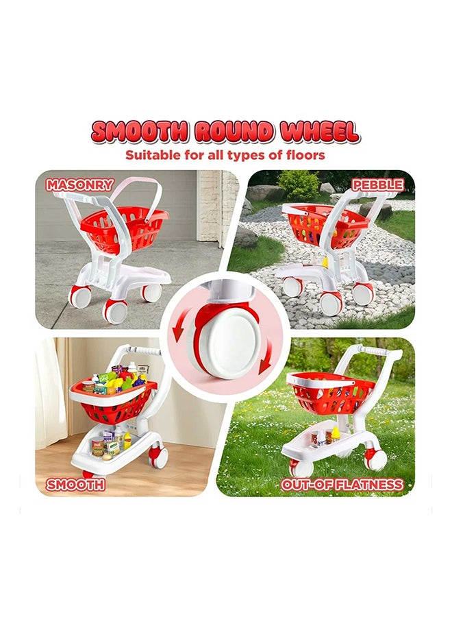 Toyland عربة تسوق الأطفال – مجموعة ألعاب 35 قطعة مع ملحقات الطعام – لعبة دفع للأطفال الصغار والأولاد/البنات - Image 4
