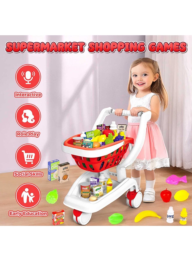 Toyland عربة تسوق الأطفال – مجموعة ألعاب 35 قطعة مع ملحقات الطعام – لعبة دفع للأطفال الصغار والأولاد/البنات - Image 5