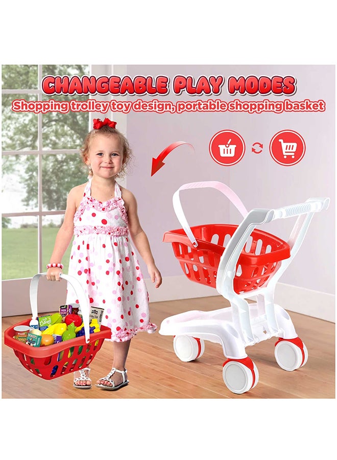 Toyland عربة تسوق الأطفال – مجموعة ألعاب 35 قطعة مع ملحقات الطعام – لعبة دفع للأطفال الصغار والأولاد/البنات - Image 3