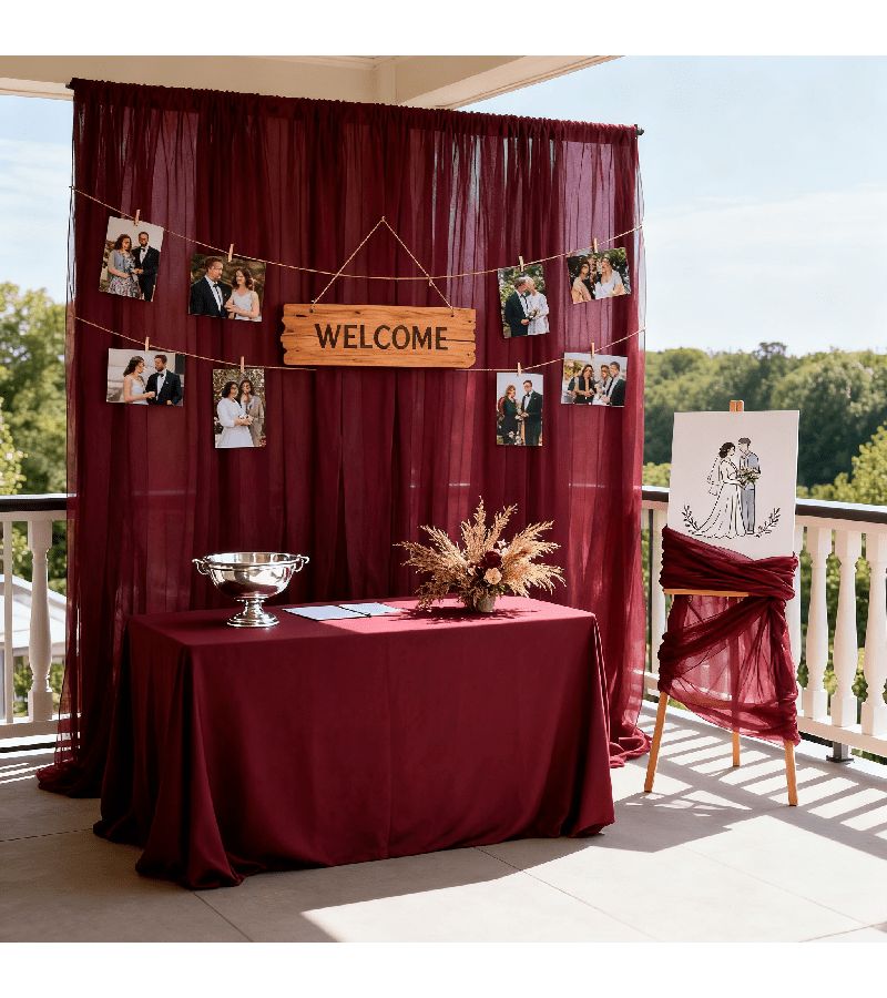 Wine Red Tulle Gauze Roll 50m Extra Long High Strength Polyester Fabric for Wedding Arch Backdrop Decor - Image 2