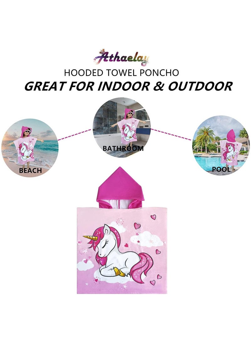Kids Bath Towel for 1-6 Years Toddler, 1Pcs Kids Hooded Towel, Microfiber Bath Towel Super Soft Robe Poncho Bathrobe, Boys Girls Swimming Beach Holiday Water Playing Pool Bath Coverups (3D Unicorn) - Image 3