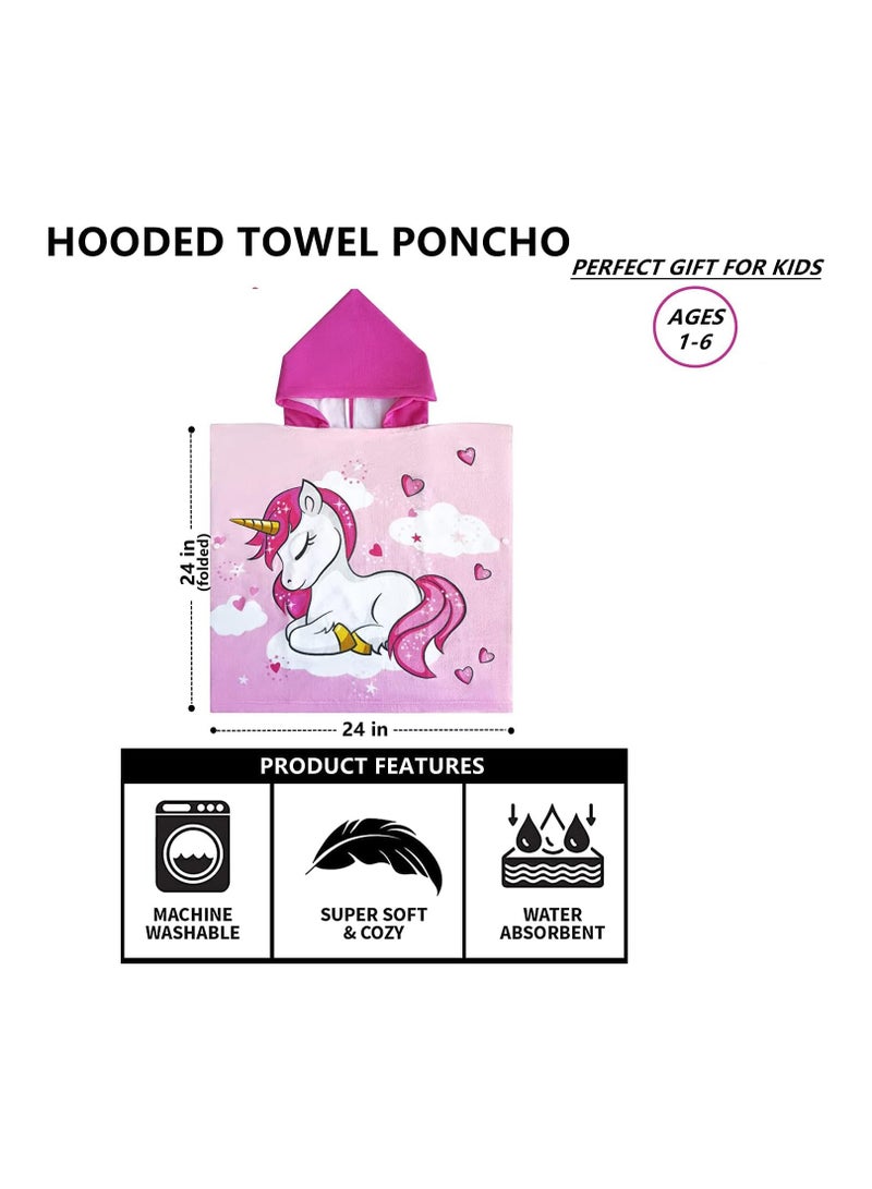 Kids Bath Towel for 1-6 Years Toddler, 1Pcs Kids Hooded Towel, Microfiber Bath Towel Super Soft Robe Poncho Bathrobe, Boys Girls Swimming Beach Holiday Water Playing Pool Bath Coverups (3D Unicorn) - Image 4