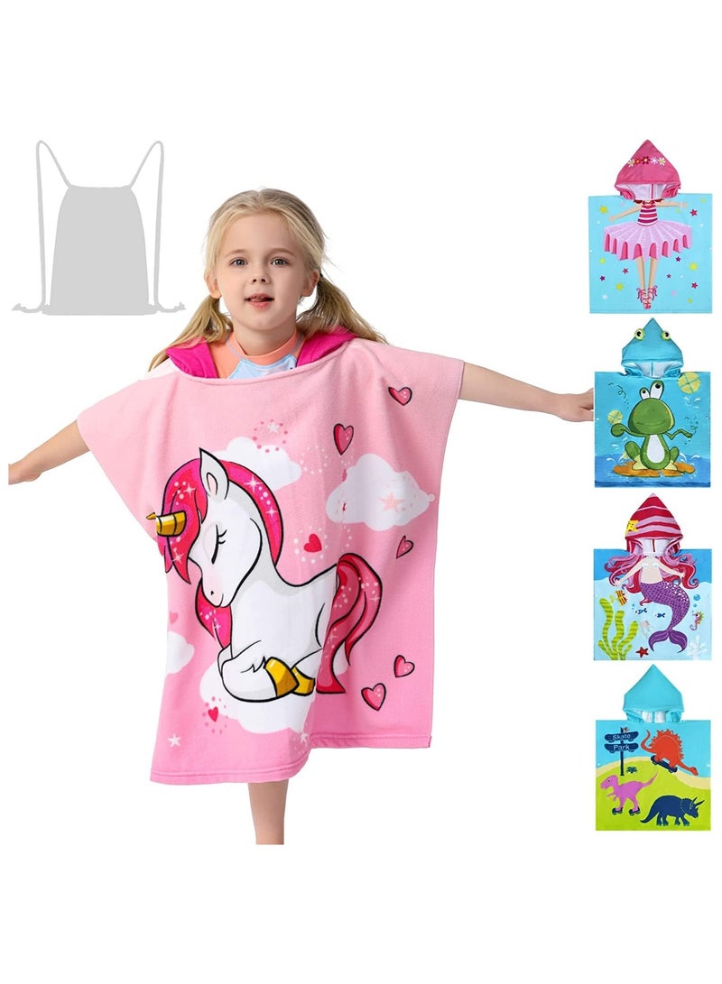 Kids Bath Towel for 1-6 Years Toddler, 1Pcs Kids Hooded Towel, Microfiber Bath Towel Super Soft Robe Poncho Bathrobe, Boys Girls Swimming Beach Holiday Water Playing Pool Bath Coverups (3D Unicorn) - Image 5